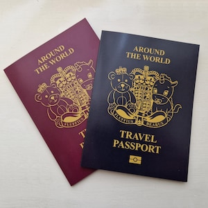 Passeport jouet : passeport jouet personnalisé avec photo et informations de naissance, pour ours en peluche, poupées, animaux de compagnie, enfants ou comme blague pour un enterrement de vie de garçon