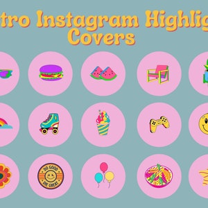 Retro Instagram Highlight Covers, Pink Story Icons