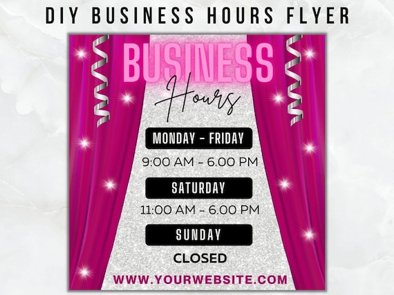 DIY Business Hours Flyer Editable Open Hours Flyer Social | Etsy