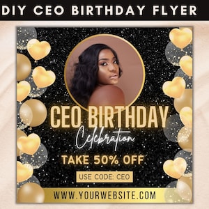 DIY Ceo Flyer, Gold CEO Birthday Flyer, Sale Flyer Template for Instagram