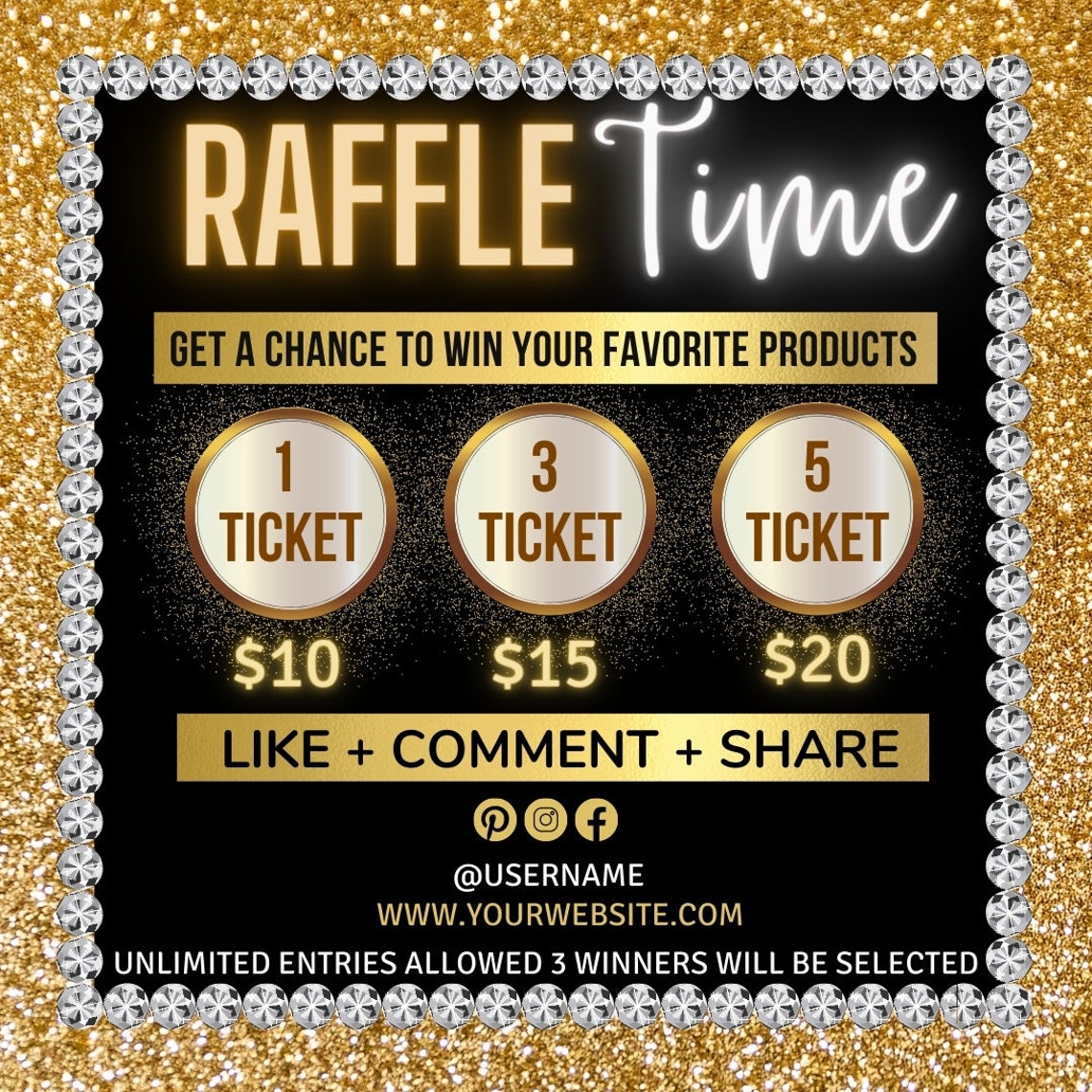 Golden Raffle Gold Raffle Flyer, Instagram Giveaway Flyer, Contest Flyer, Lash Raffle ...
