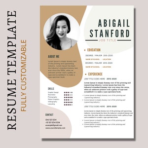 Professional Resume Template For Business, Modern Cv, One Page