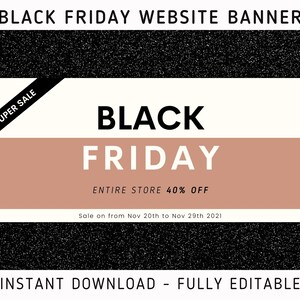 Minimal Black Friday Banner, Shopify Website Banner, Wix