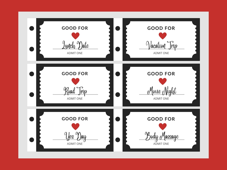 Printable Love Coupon Book, Gift for Boyfriend, Girlfriend, Anniversary ...