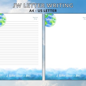 JW Letter Writing Paper, World Theme Digital Download