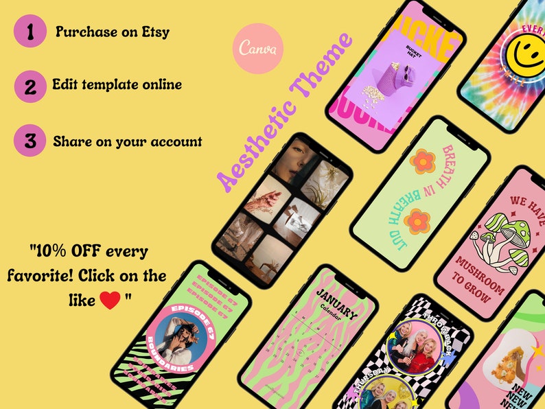 90s Y2K Retro Instagram Templates, Psychedelic Instagram Post, Hippie ...