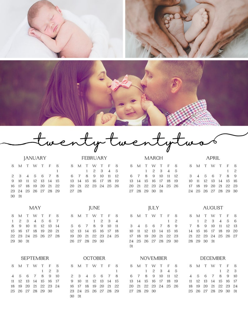 2022 Printable Photo Calendar Template, Editable Calendar, Instant ...