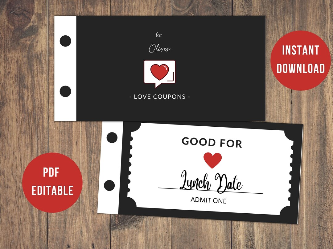 Printable Love Coupon Book, Gift for Boyfriend, Girlfriend, Anniversary Gift Idea - Etsy
