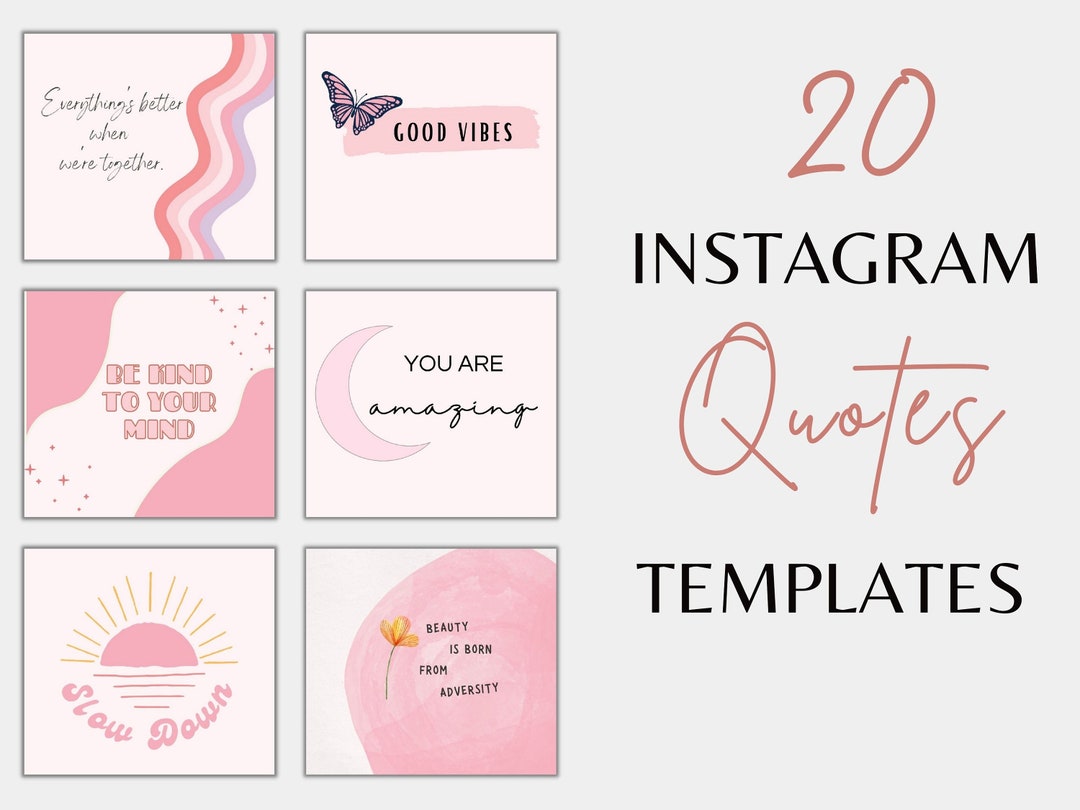 Pink Instagram Quotes Templates, Motivational Post Etsy