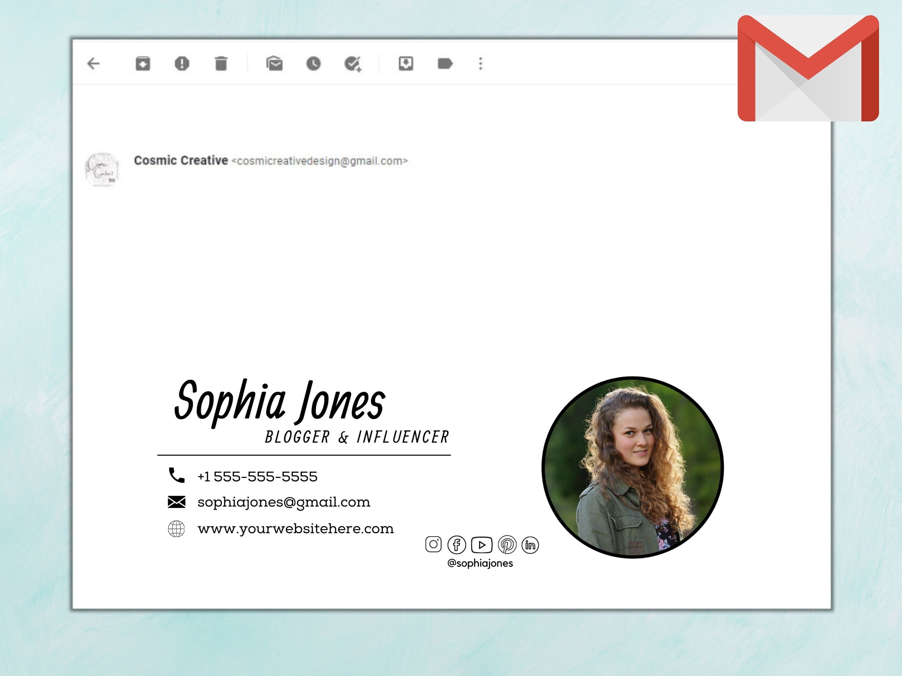 Professional Email Signature Template for Blogger, Custom Electronic ...