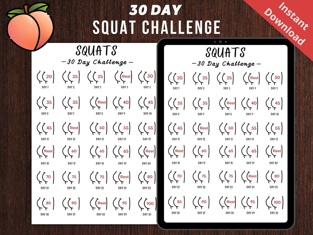 Printable Squat Challenge Fitness Planner Digital Fitness Tracker 30 Printable Squat Challenge Fitness Planner Digital Fitness Tracker 30