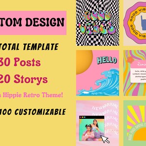 90s Y2K Retro Instagram Templates, Psychedelic Instagram Post, Hippie ...