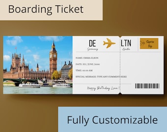 Boarding Pass Save the Date Template, Surprise for Destination Wedding Invite, Airline Gift, Flight Ticket