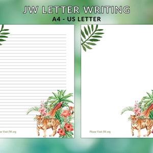 JW Letter Writing Stationery, Digital Download Nature Theme, Flamingo Writing Paper