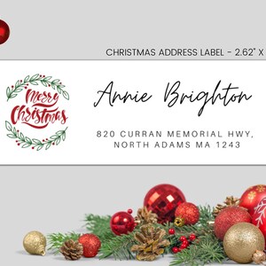 Editable Return Address Label Template, Printable Christmas Return Addres Label, Instant Download