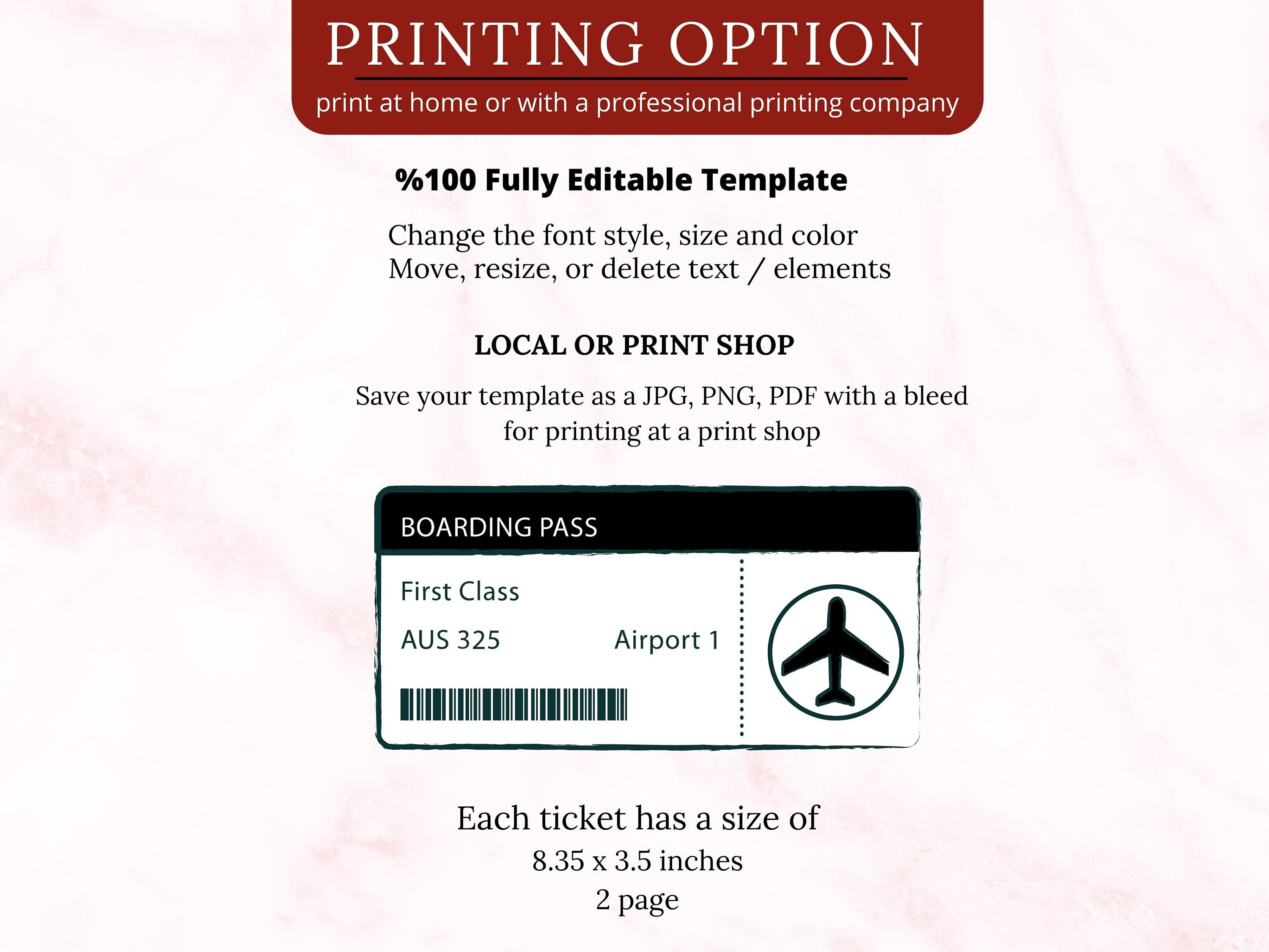 サプライズ搭乗券テンプレート、旅行飛行機チケットギフト、飛行機のフライト目的地、偽のチケット - Etsy 日本, image size:3000x2250