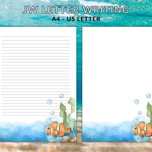 JW Letter Writing Paper, Sea Theme, Fish Stationery