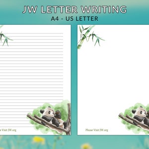Papel de escritura de cartas JW, Descarga digital del tema Panda