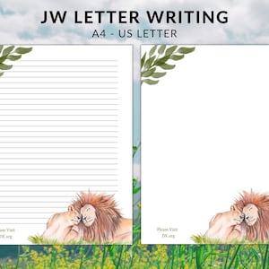 JW Letter Writing Stationery, Digital Download Lion Theme, Printable ...