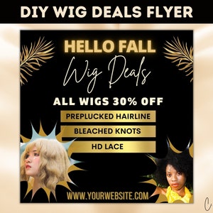 Fall Wig Sale Flyer for Social Media, DIY Instagram Flyer Template, Hello Fall Sale, Wig Deals