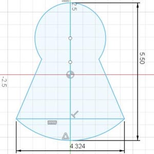 2d sketch of the 5.5 inch x 4.324 in homecoming mum cookie cutter