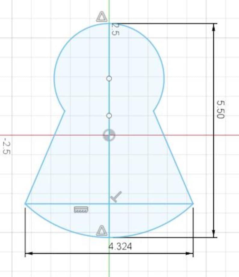 2d sketch of the 5.5 inch x 4.324 in homecoming mum cookie cutter