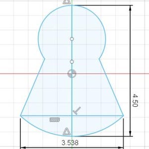2d sketch of the 4.5 inch x 3.538in homecoming mum cookie cutter