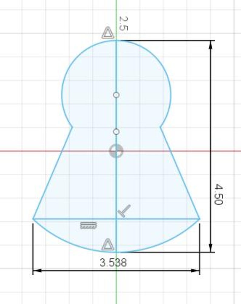 2d sketch of the 4.5 inch x 3.538in homecoming mum cookie cutter