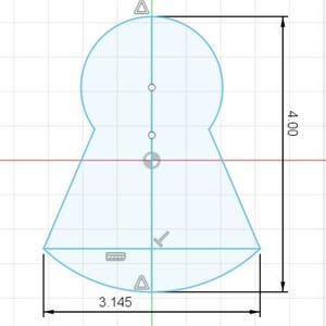 2d sketch of the 4 inch x 3.145 in homecoming mum cookie cutter