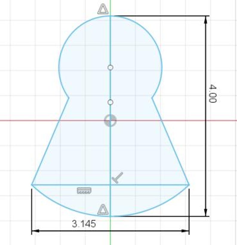 2d sketch of the 4 inch x 3.145 in homecoming mum cookie cutter