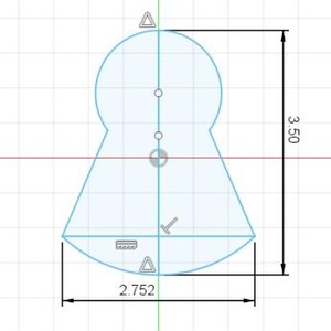 2d sketch of the 3.5 inch x 2.752 in homecoming mum cookie cutter