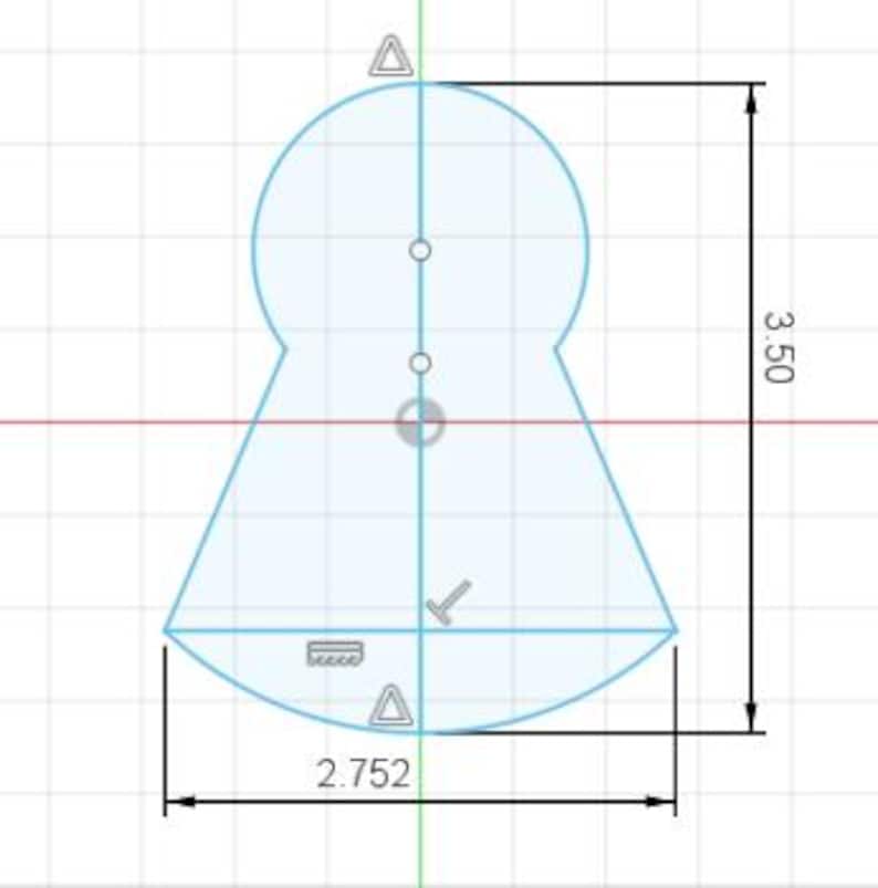 2d sketch of the 3.5 inch x 2.752 in homecoming mum cookie cutter