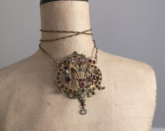 Antique art Noveau pendant with paste and enamel