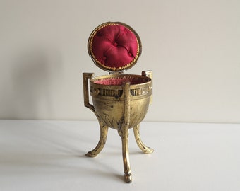 Antique 19th century French Napoleon III regule tiny jewelry trinket box, Louis XV style