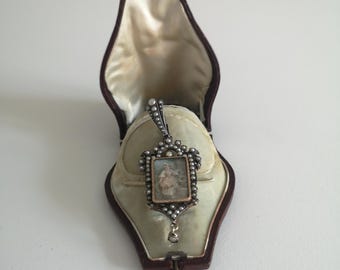 Antique rare leather Victorian jewelry box