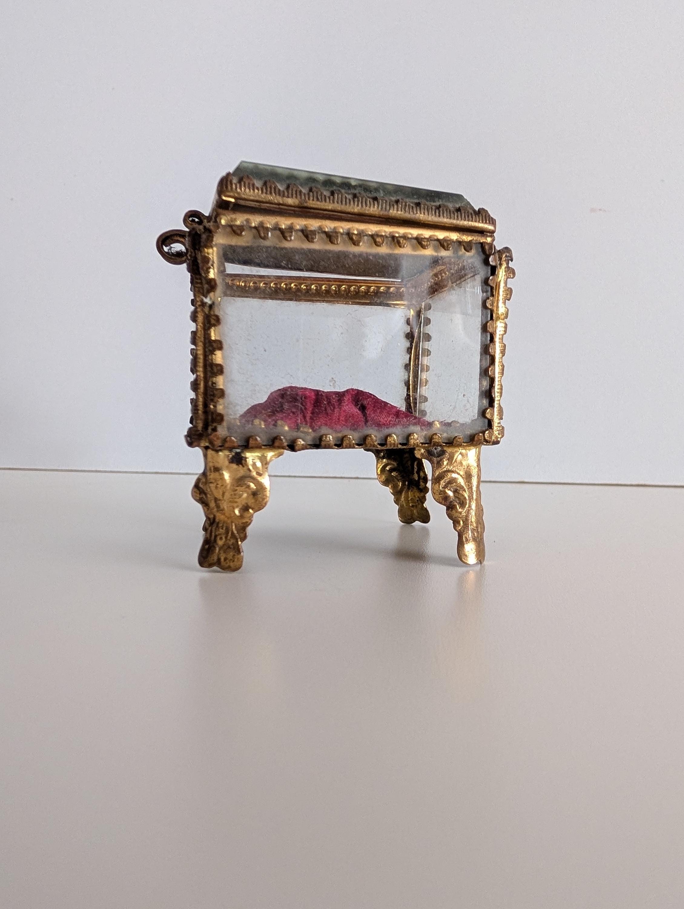 Antique French glass jewelry box