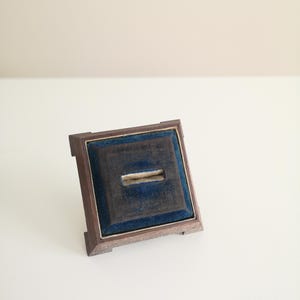 Vintage wooden and velvet ring display stand