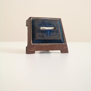 Vintage wooden and velvet ring display stand