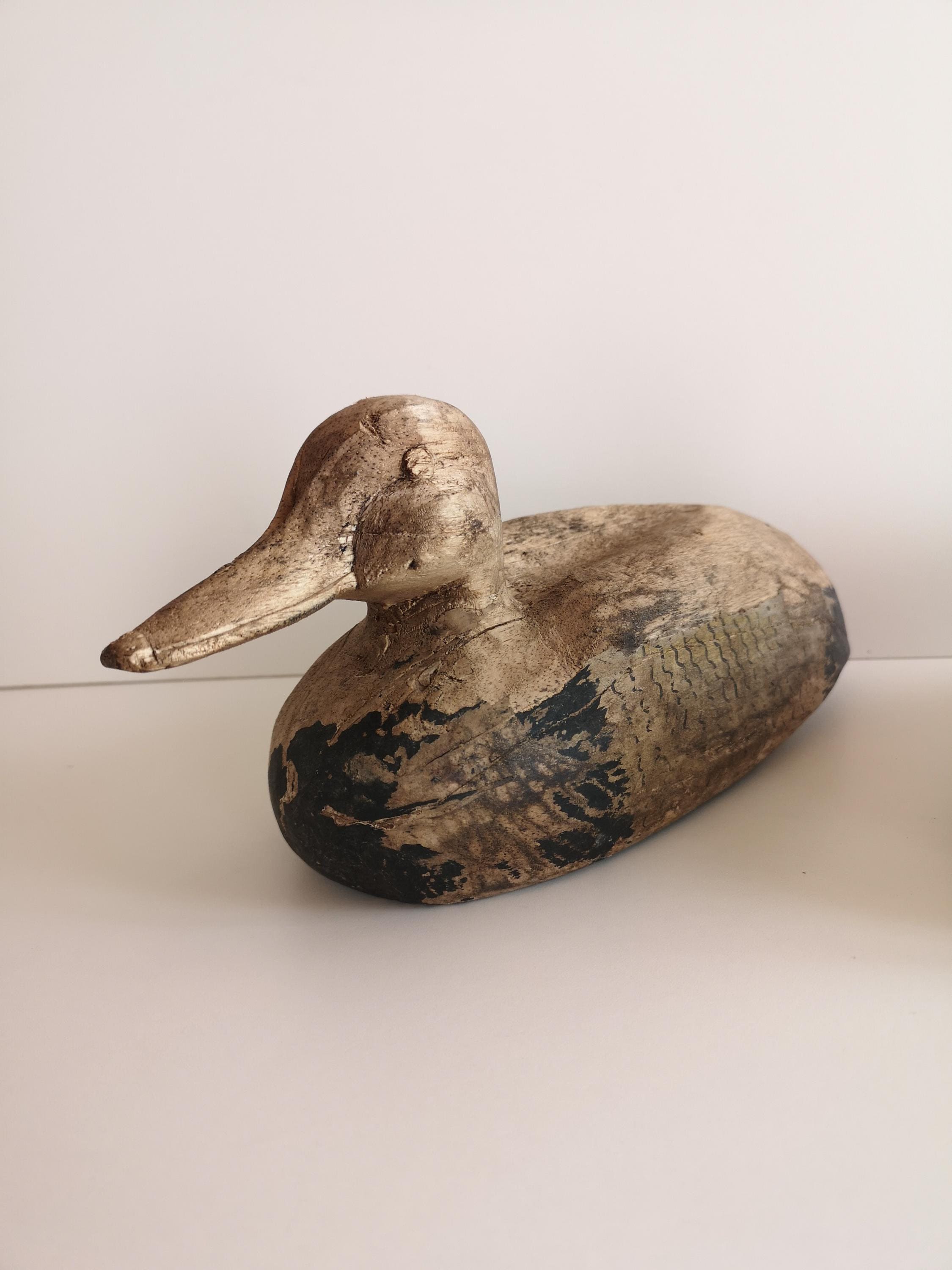 Antique painted wooden duck decoy