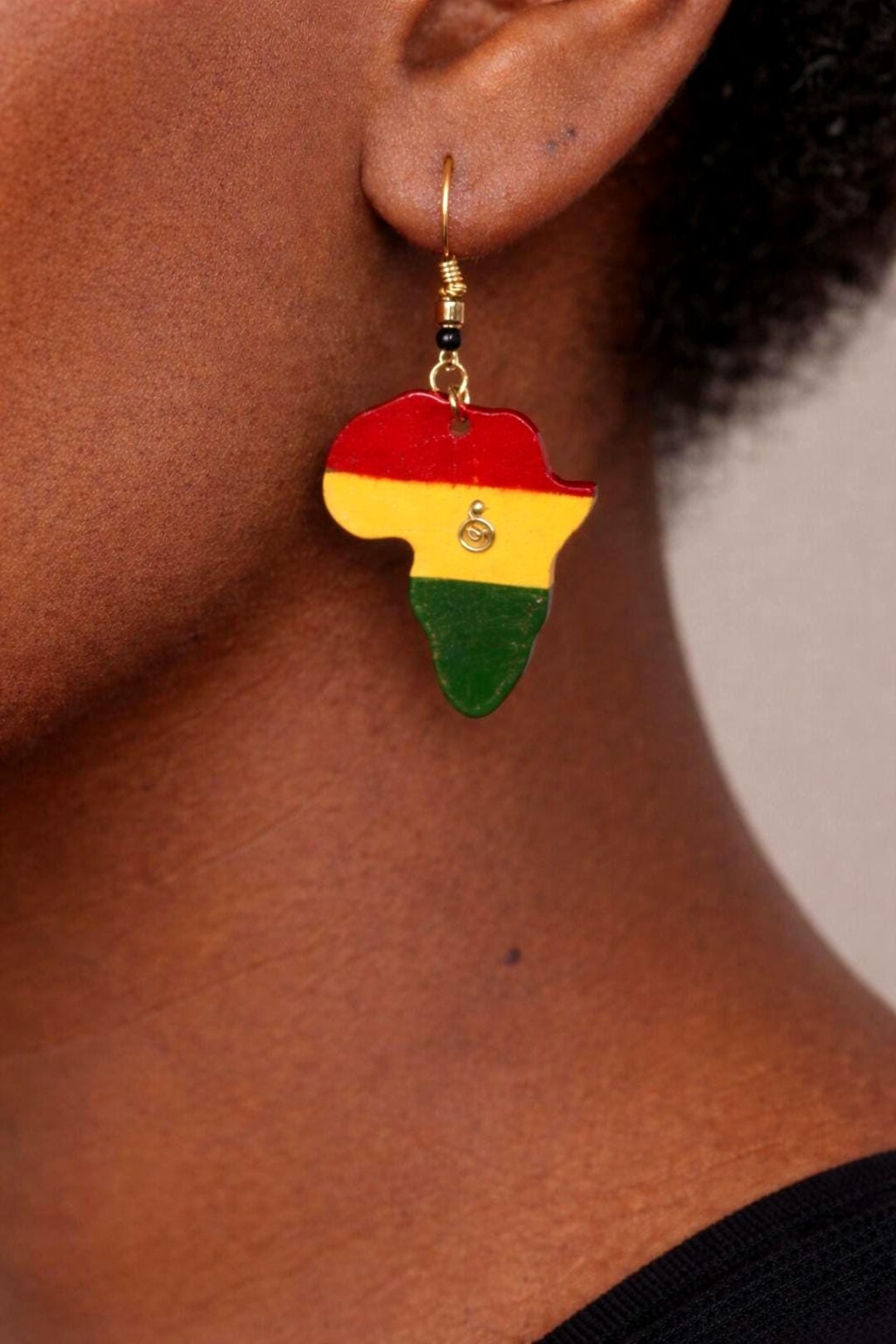 African Map Earrings, Rasta Colors Africa Earrings, Handmade Wooden ...