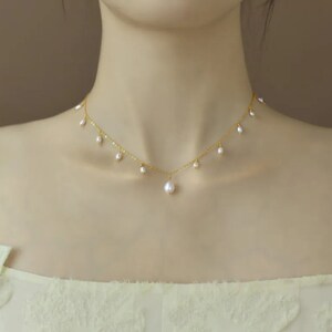 18k Gold filled Natural Freshwater Pearl Necklace High quality wedding jewelry