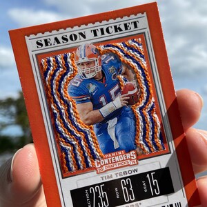 Hand bestickt Tim Tebow Original Kunstwerk 1/1 Panini Contenders Draft Picks 2019