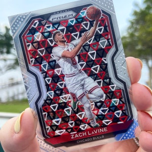 Bordado à mão Zach LaVine Arte original 1/1 Panini Prizm Card Chicago Bulls