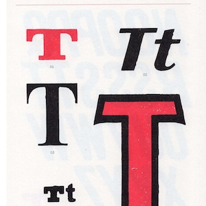 Letter T Type Specimen Offset Printing