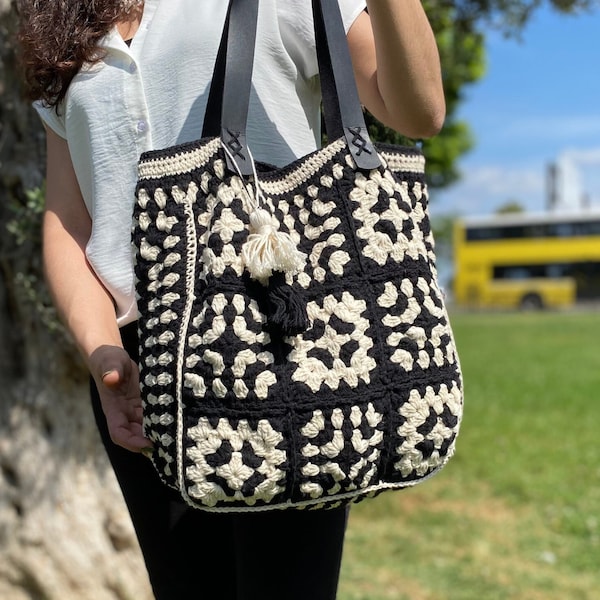 Grandma Square Bag, Crochet Bag, Crochet Purse, Crochet tote Bag, Retro Bag, Hippie Bag, Gift for Her, Boho Bag, vintage Style, Bag For Women