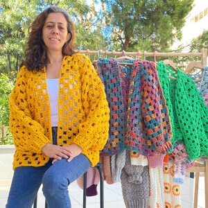 Sweater for woman, Sweater crochet, Handmade cardigan, Winter sweater, multicolor cardigan, Cardigan sweater for women, Cardigan crochet