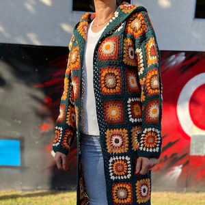 Wolle Strickjacke, Frau Pullover, Damen Mantel, Pullover Pullover, Winter grobstrick Jacke, Afghanische Muster-Strickjacke. Pullover im Boho-Stil