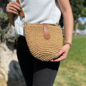 Crochet Wicker Bag, Tote Straw Bag, Summer Woman Large Bag, French Market Bag, Vacation Bag, Crochet Woven Bag, Soulder Beach Bag, Hobo Bag image 1
