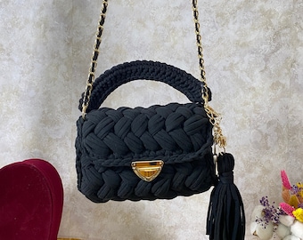 Capri Bag, Luxury Bag, Crochet Design Bag, Woman Purse, Hand Woven Bag, Mother's Day Gift, Crochet Shoulder Bag, Gift For Mom, Stylısh Bag