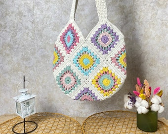 Crochet Bag, Granny Square Bag, Handmade Bag, Gift For Birthday, Bohemian Style Bag, Bag For Woman, Women Shoulder Bag, Crochet Purse, Bags